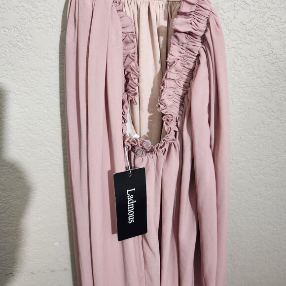 LadMous Maxi Dress Womens Small Pink Sleeveless Lace Bodice Formal Gown NWT - Picture 5 of 16